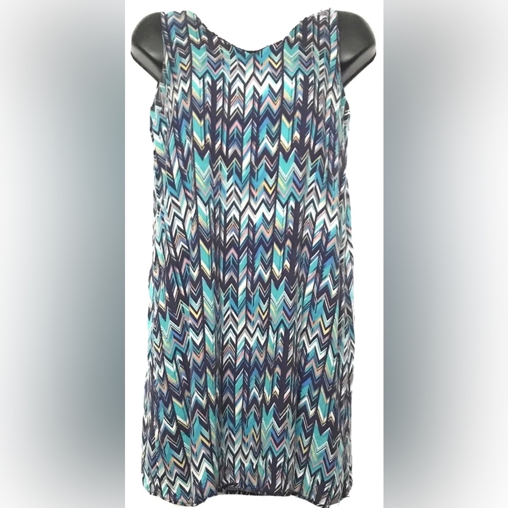 Renee C Multi-Color Zig Zag Sleeveless Dress - XS
